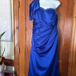 One Shoulder Royal Blue Dress with Embellishments